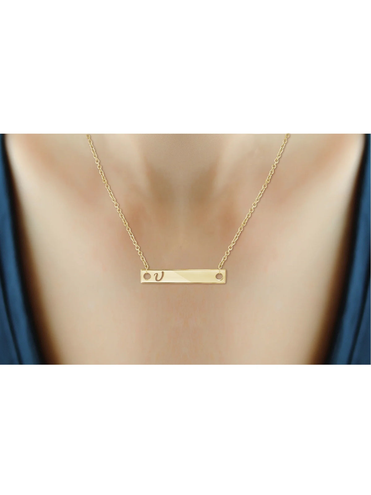 14K Gold Over Silver Bar Necklace W291676