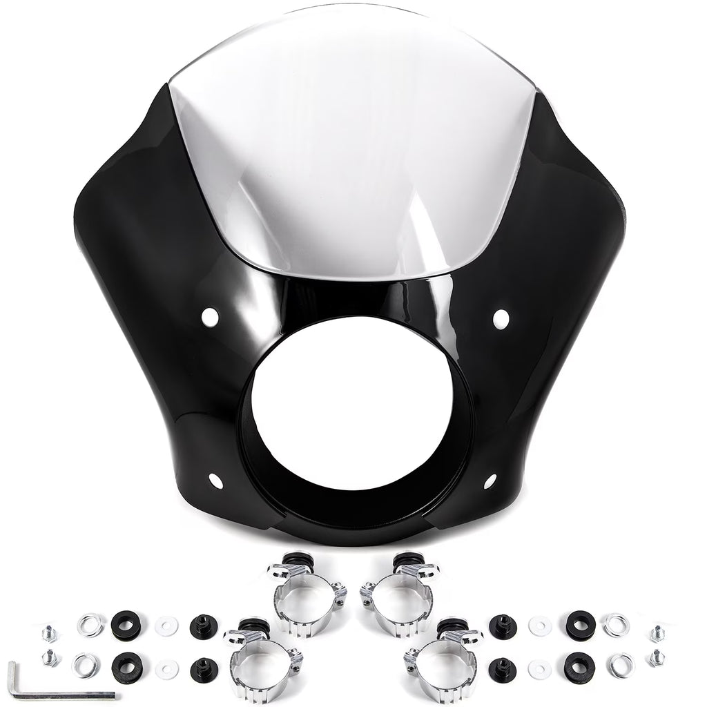 Black & Clear Quarter Fairing Windshield Kit with Fork Mounting Hardware C5576
