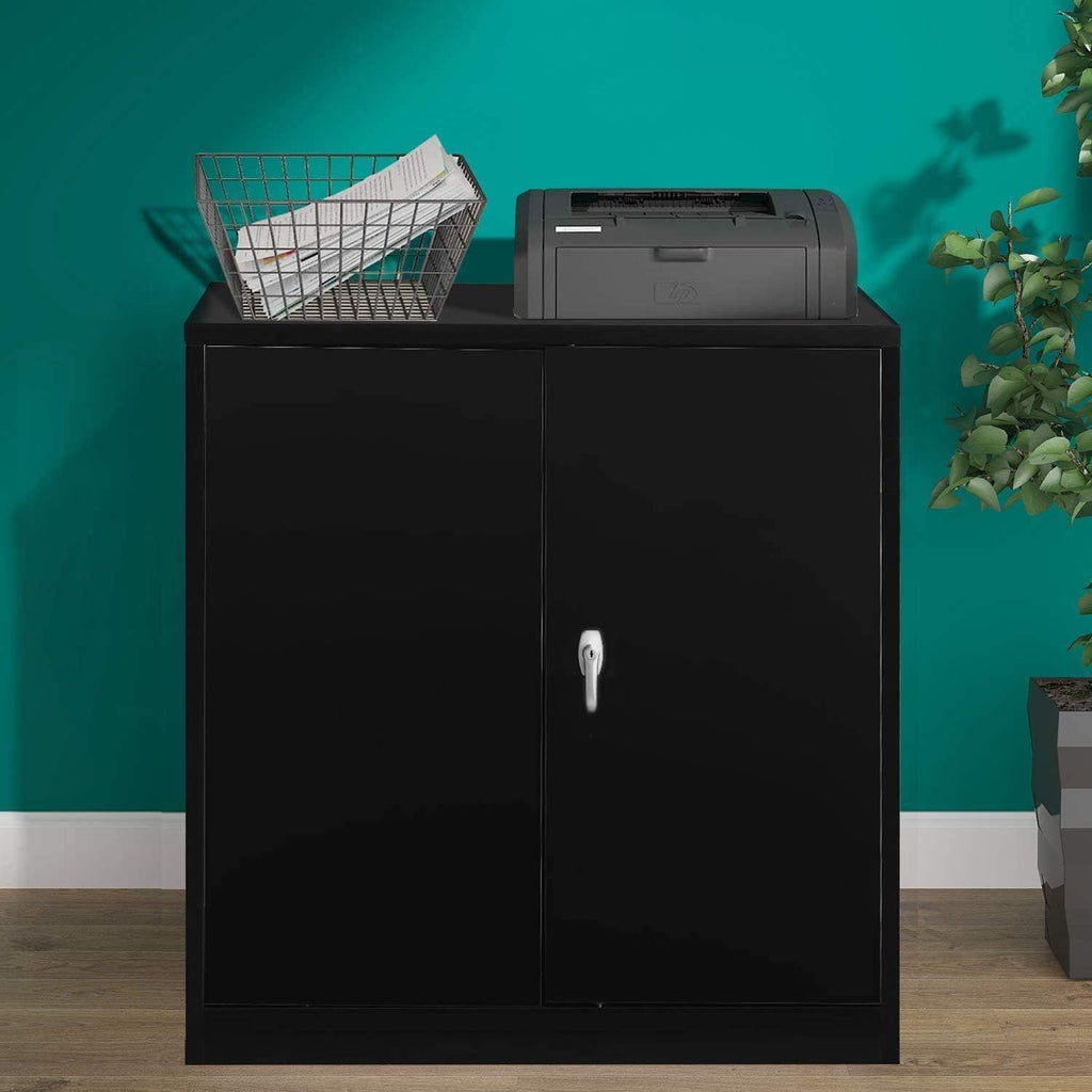 Lockable Metal Storage Cabinet with 2 Adjustable Shelves O97889