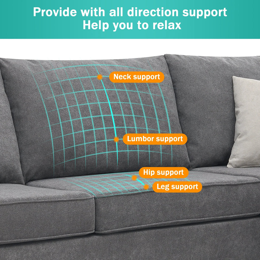 Gray Upholstered Sectional Sofa U3258
