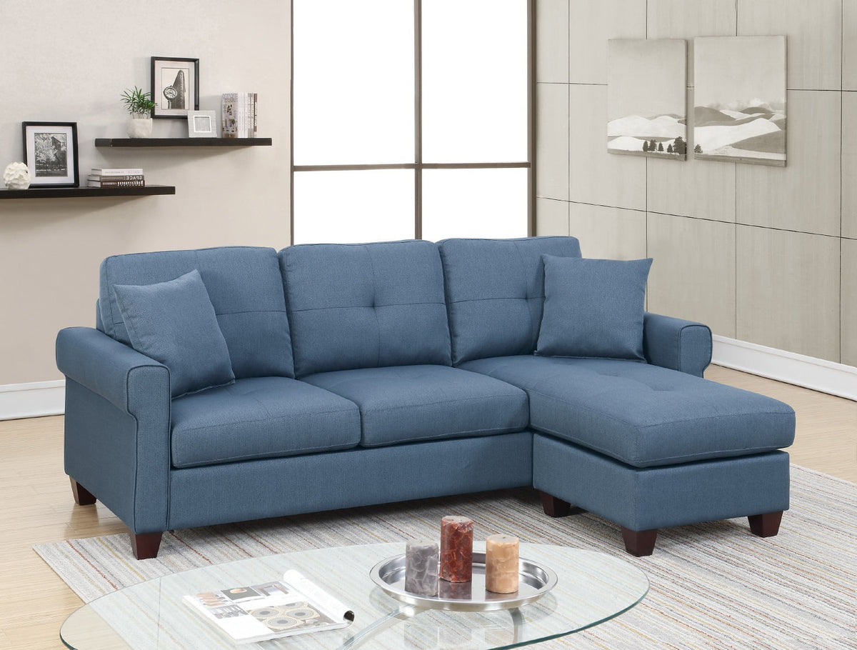 Blue Reversible Sectional Sofa Chaise O794