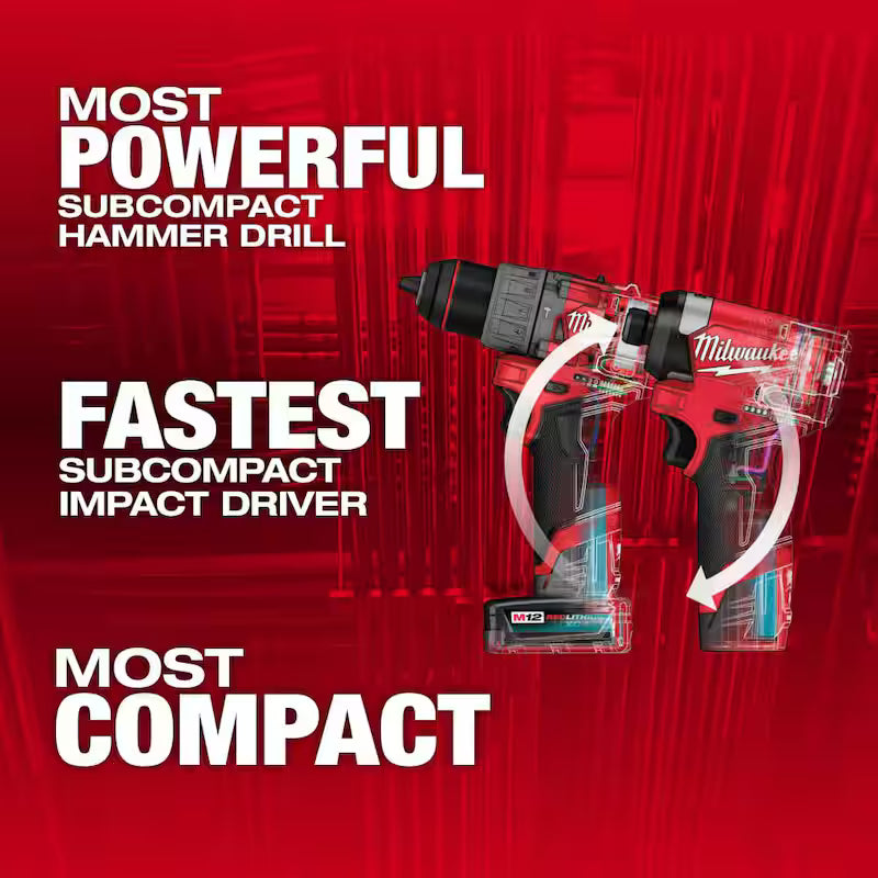 12-Volt Li-Ion Brushless Cordless Hammer Drill and Impact Driver Combo Kit with 3/8 in. Ratchet O410310
