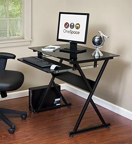 Glass Computer Desk Black W53729