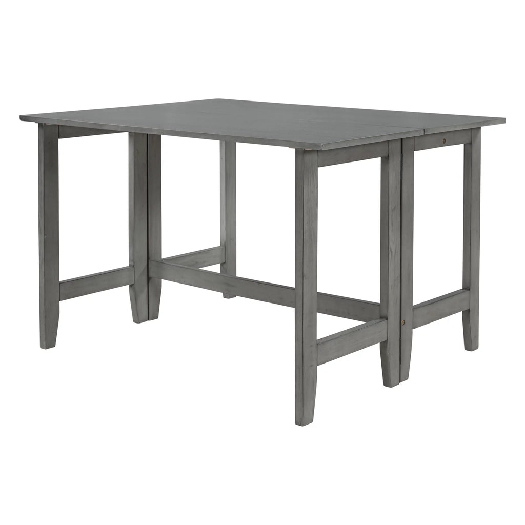 Gray Extendable Wood Dining Table with Drop Leaf I625