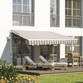 11.8' x 8.2' Beige Manual Retractable Patio Awning M345