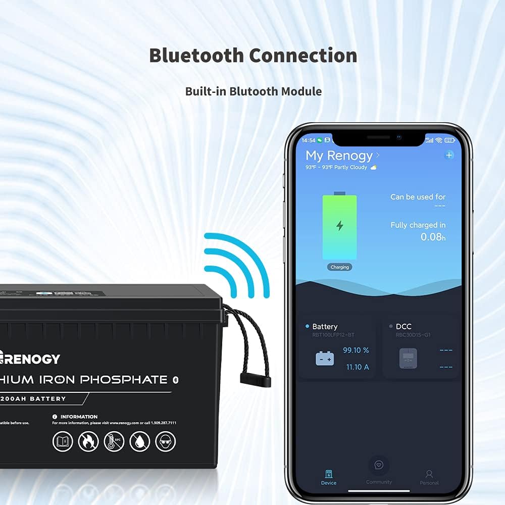 12V 200Ah LiFePO4 Deep Cycle Lithium Battery with Bluetooth M22487