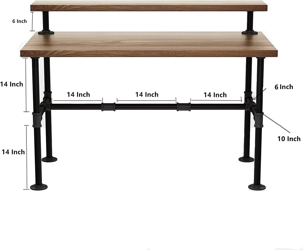 28 Inch Industrial Pipe Table Legs Set with Monitor Shelf Support G387
