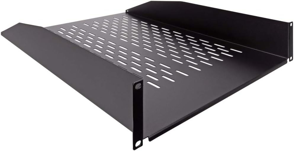 2U 19-Inch Vented Rack Mount Server Cabinet Shelf Black E12202