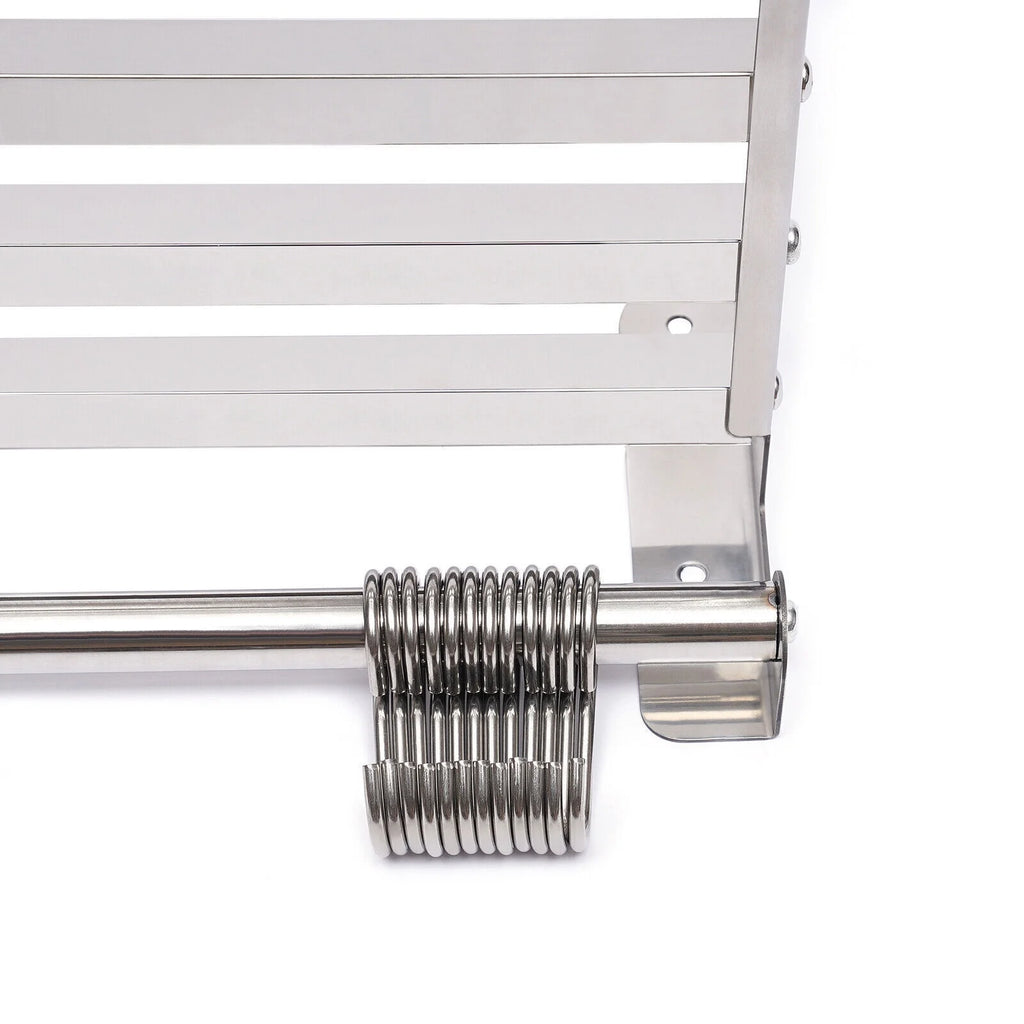 Wall Mount Microwave Oven Shelf Storage Bracket with 12 Hook Stainless O6040
