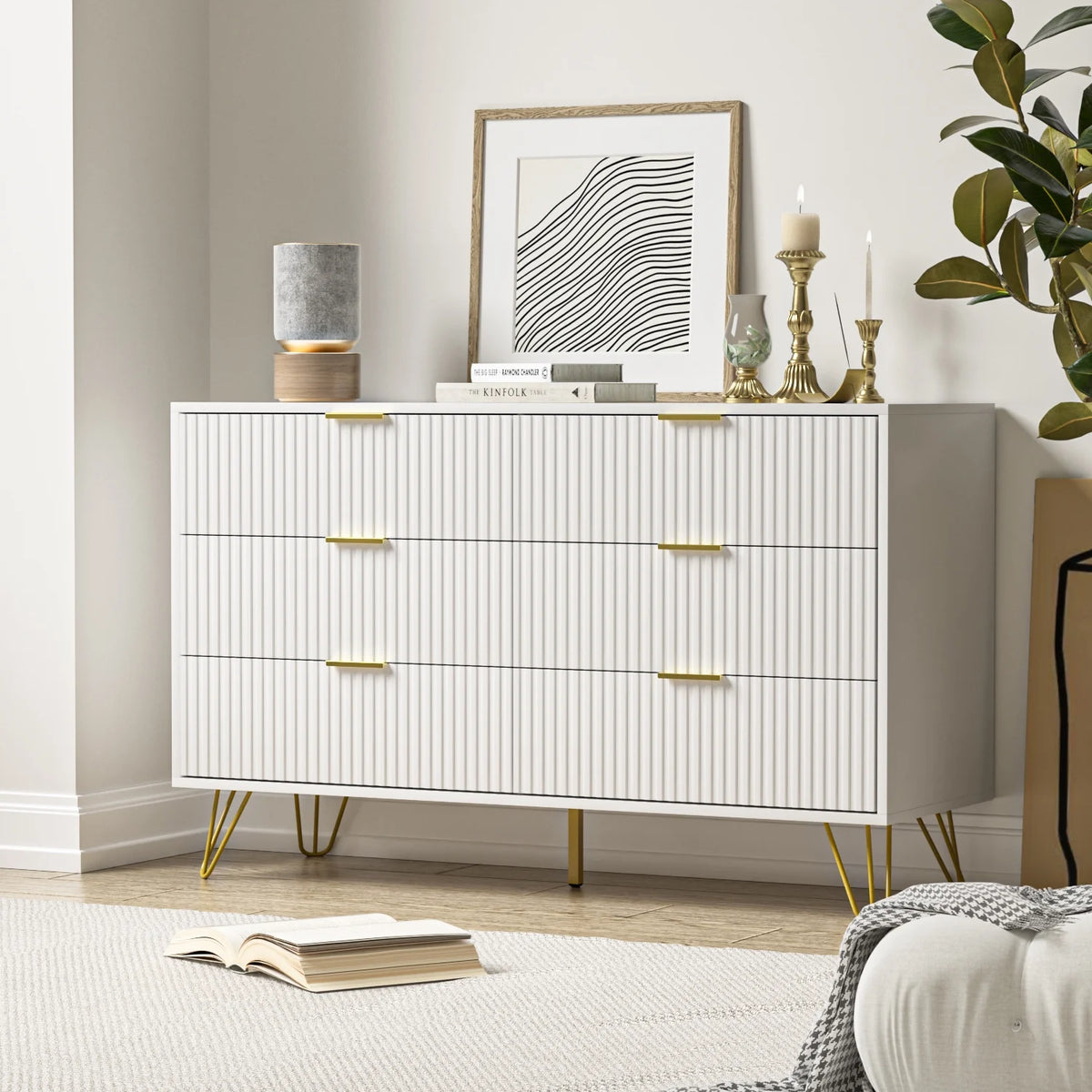 White 6 Drawer Dresser G571