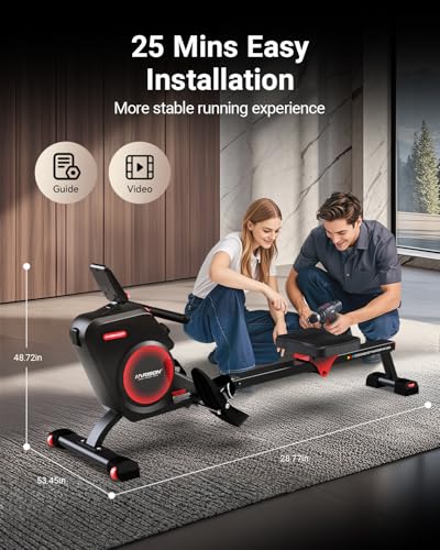 Magnetic Rowing Machine with Bluetooth, 350 LB Weight Capacity A621