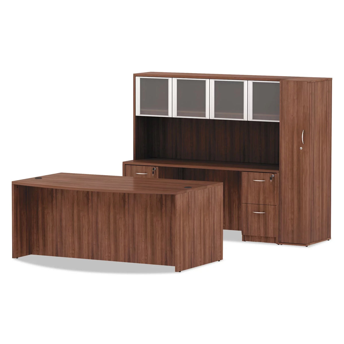Modern Walnut Bow Front Desk Shell H1169