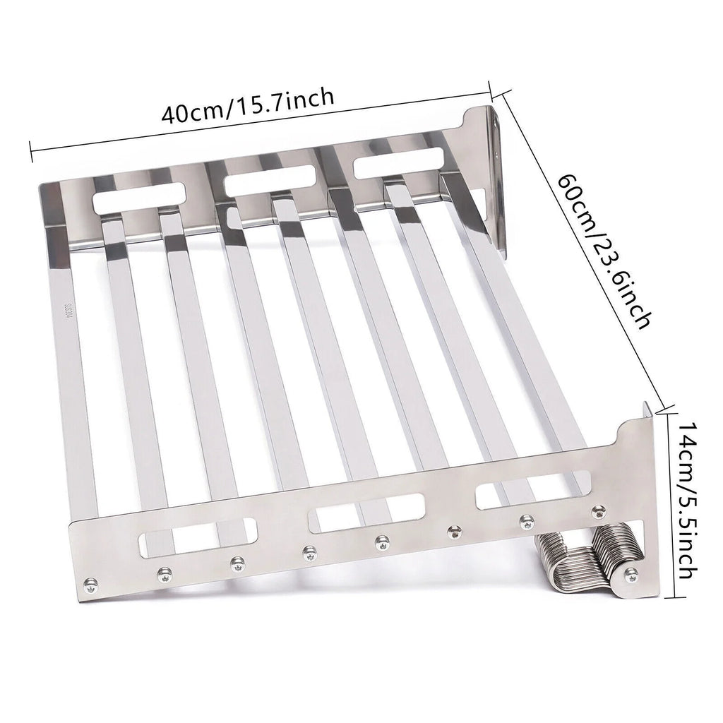Wall Mount Microwave Oven Shelf Storage Bracket with 12 Hook Stainless O6040