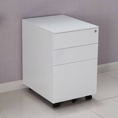 3-Drawer Mobile Vertical Filing Cabinet White R729