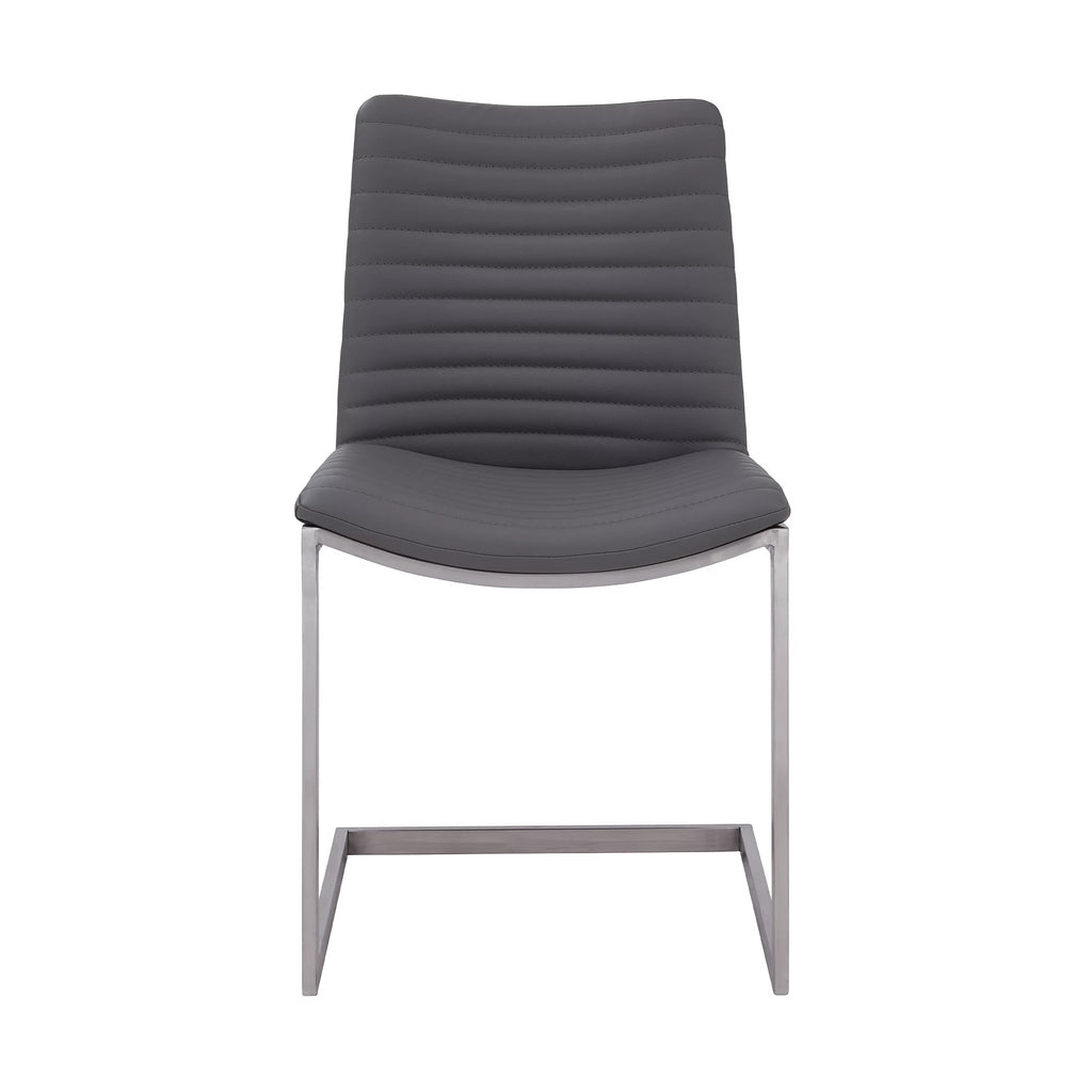 Gray Faux Leather Dining Chair Set of 2 V7149