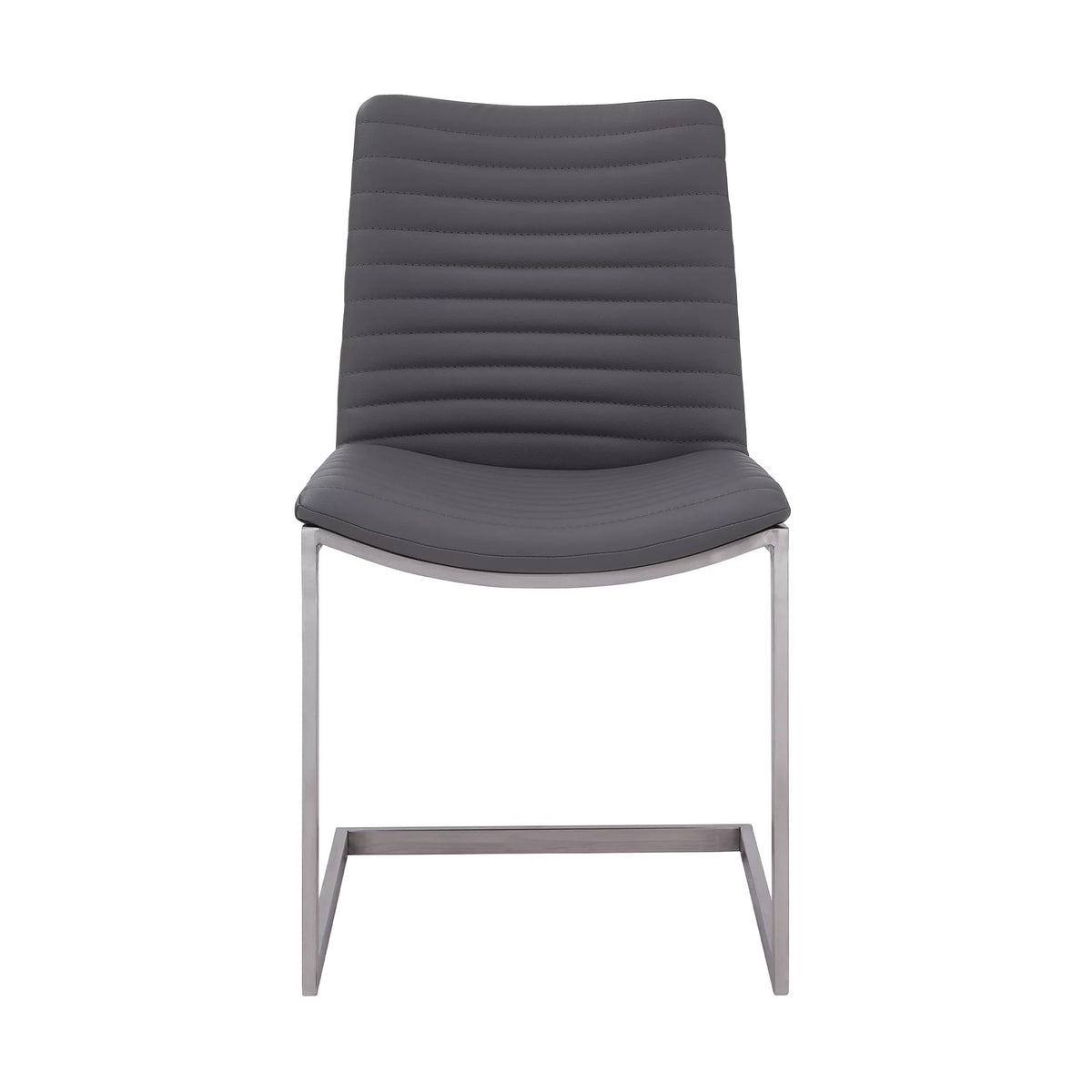 Gray Faux Leather Dining Chair Set of 2 V7149