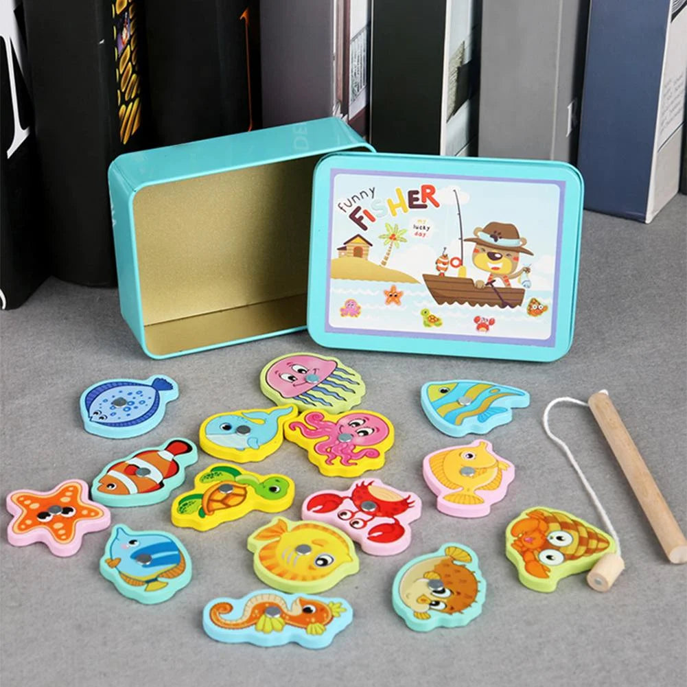 Wooden Magnetic Fish Puzzle Game O480786