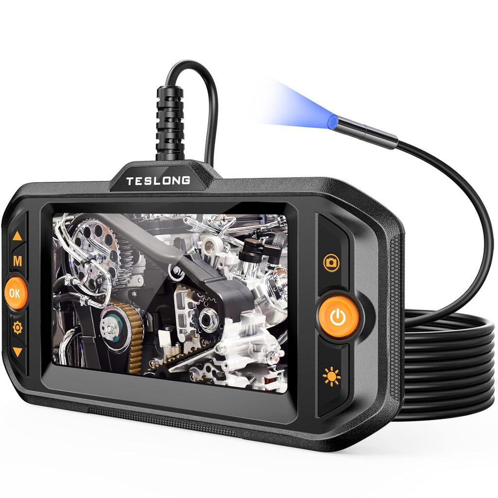 5.5mm Endoscope Camera, 0.21inch Ultra Slim Borescope Inspection Camera with Light and Screen, Flexible Automotive Scope Camera, Home Waterproof Fiber Optic Snake Bore Cam for Sewer(16.5ft) Pack of 2 V470585