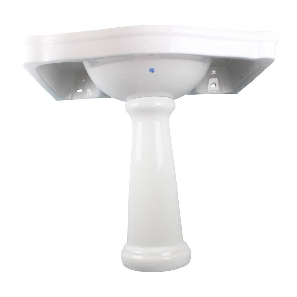 White China Pedestal Sink with Overflow F30439