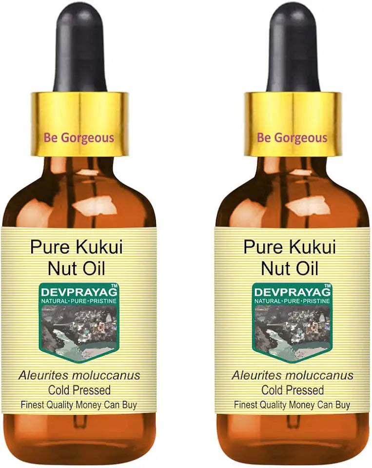 Pure Kukui Nut Oil with Glass Dropper Cold Pressed 100ml X 2 W9121