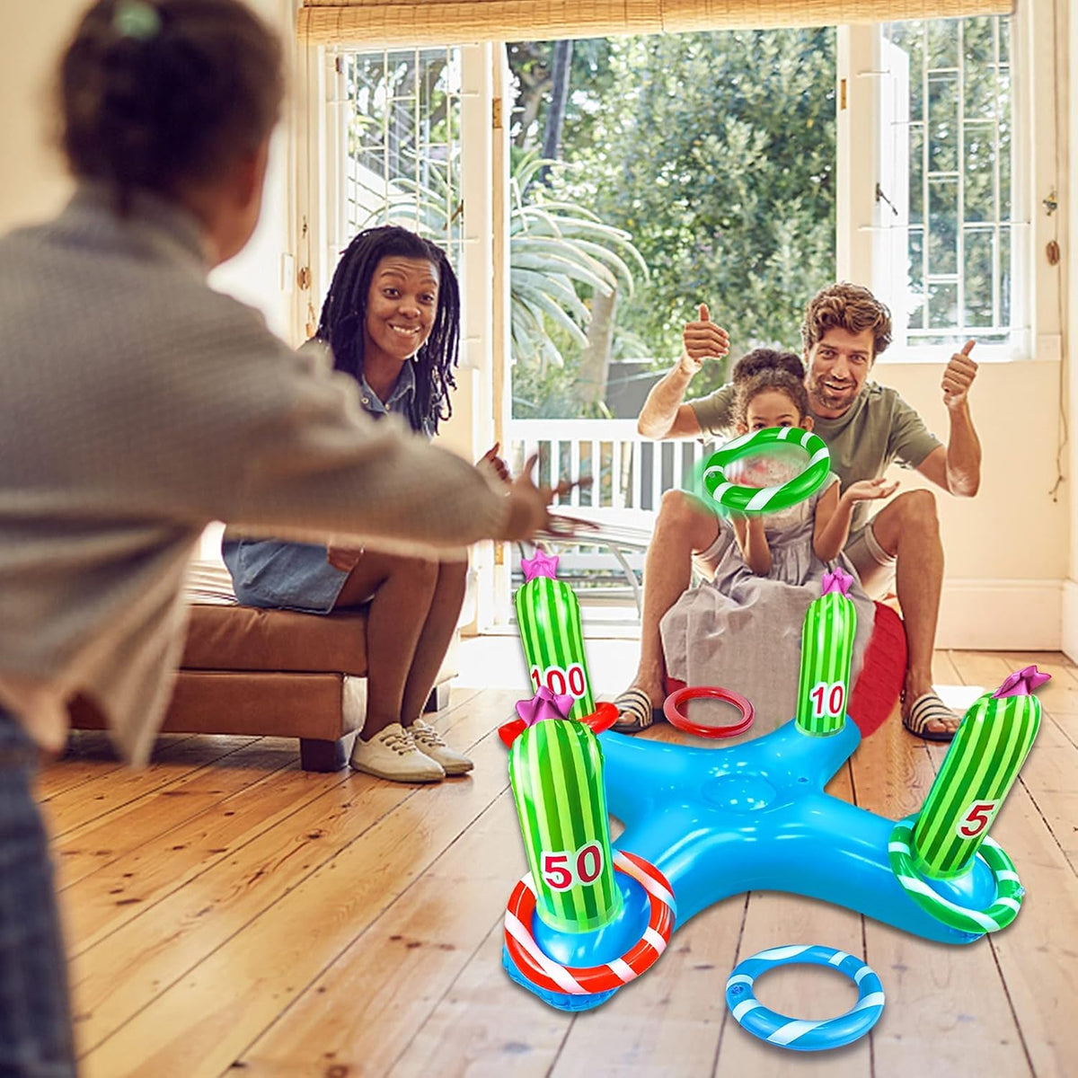 Giant Inflatable Cactus Ring Toss Party Game Toys (4 Rings) I354