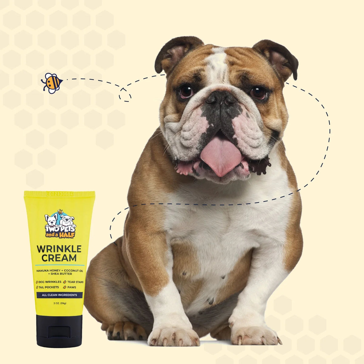 2 Oz Wrinkle Cream and 50 Wrinkle Wipes for Bulldogs P545