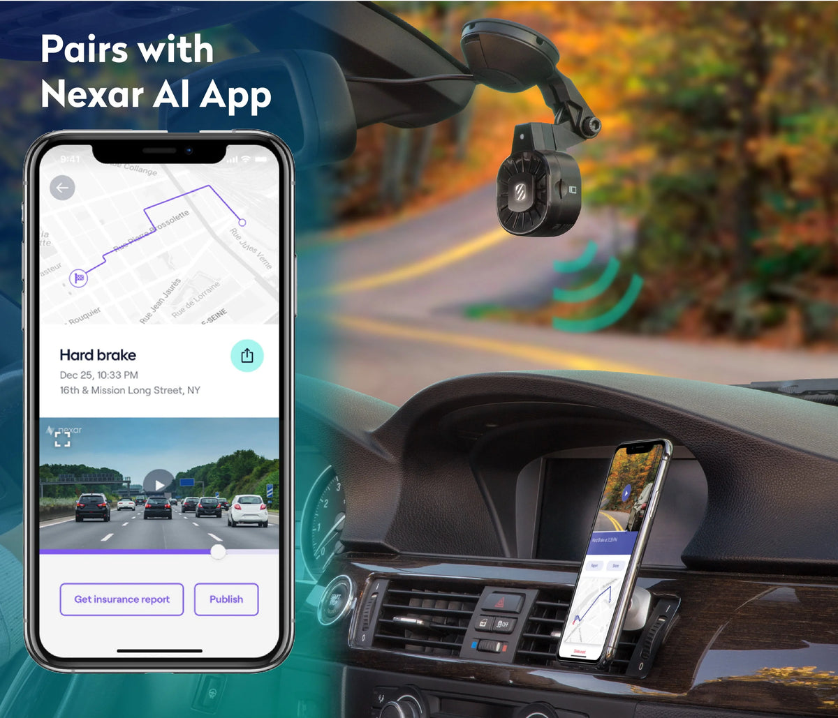 Full HD Smart Windshield Mount Car Dash Cam Black H1492