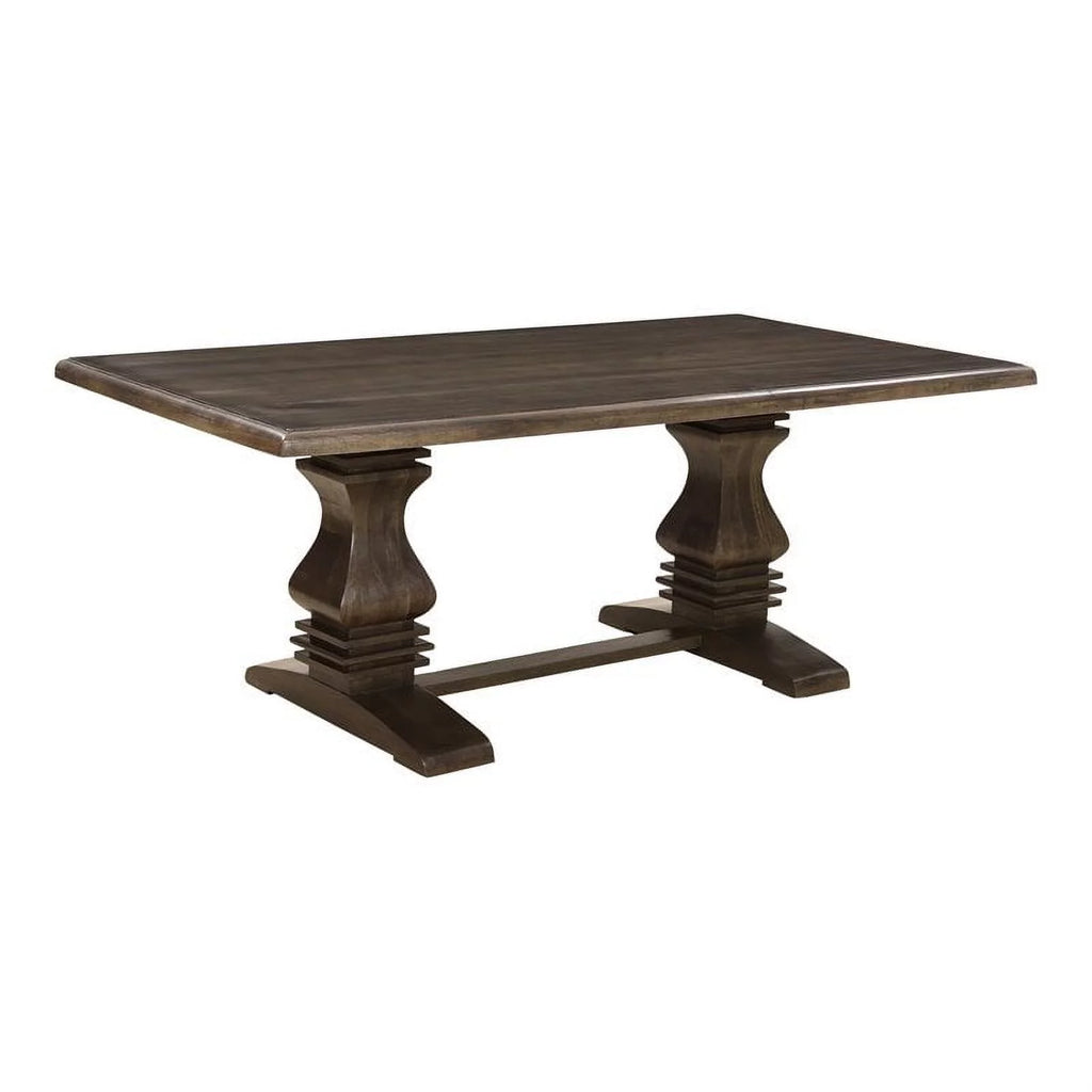 Solid Wood Double Pedestal Dining Table in Dark Brown Z5109