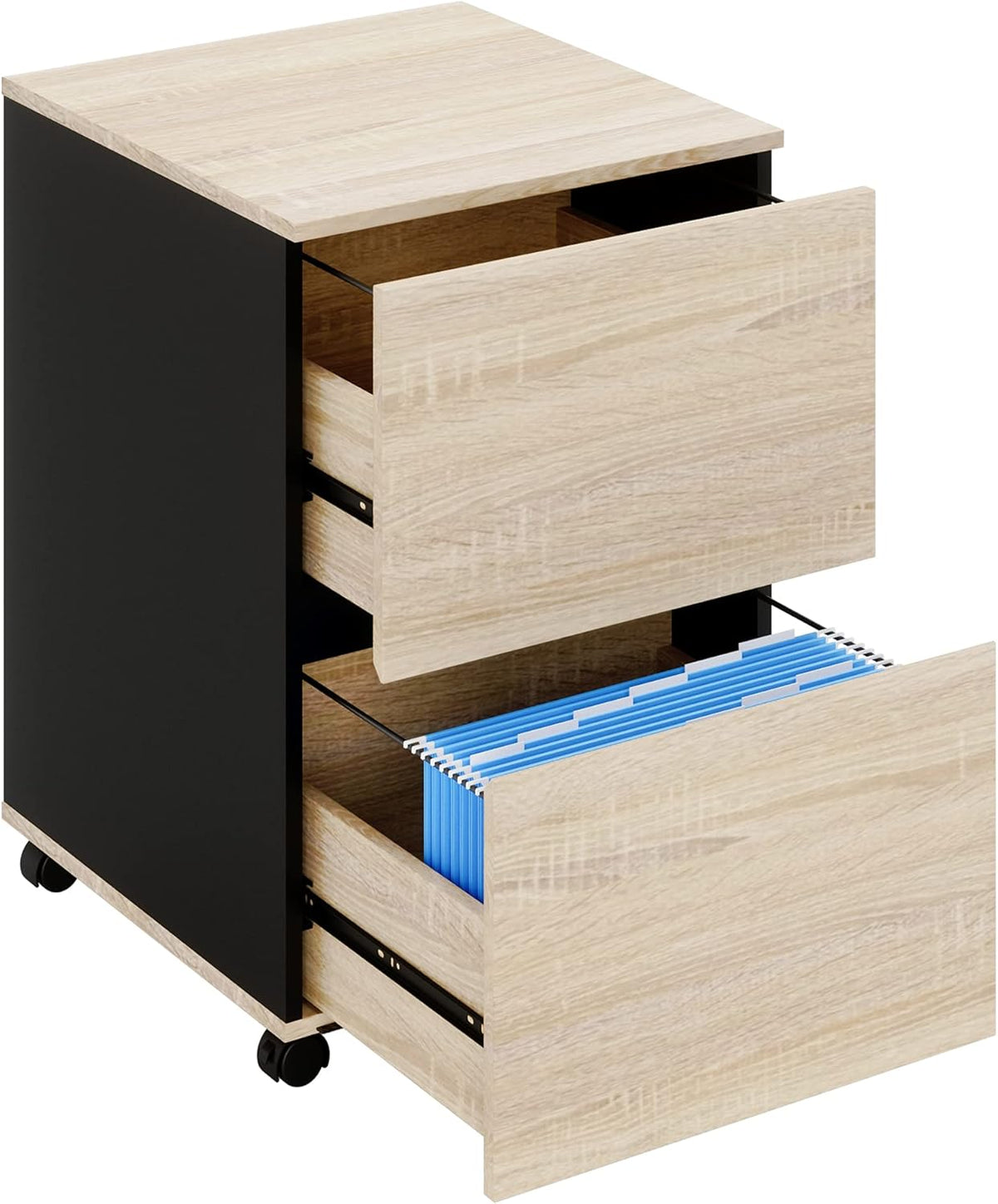 Gray 2 Drawer Wood Rolling File Cabinet M72188