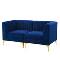 Blue Navy Velvet Tufted Loveseat Sofa V85620