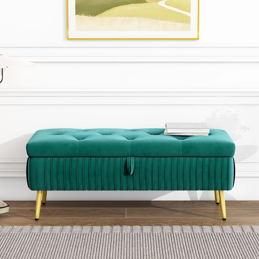 Green Storage Bench Ottoman K274692