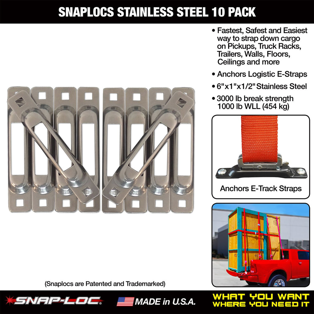 Stainless 10 Pack E-Track Single Strap Anchors G4909
