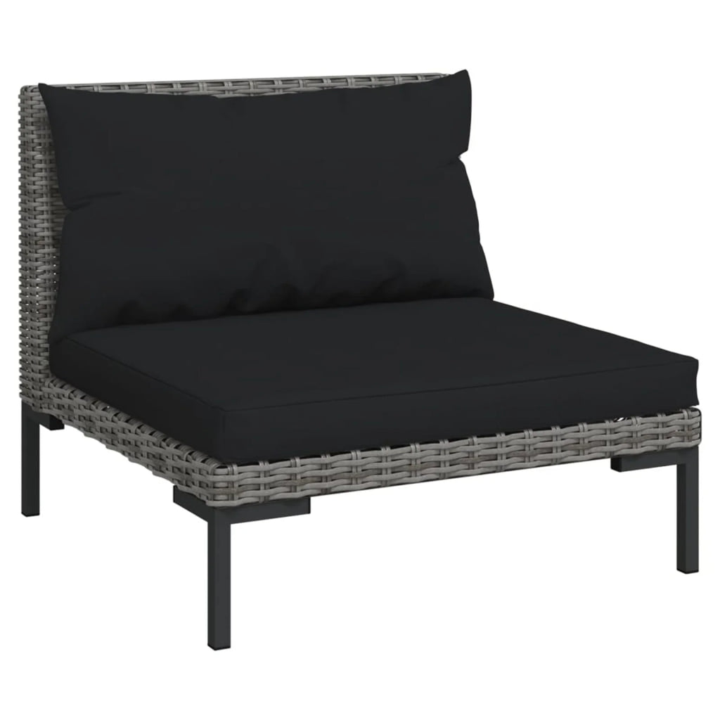 14 Piece Poly Rattan Dark Gray Outdoor Sectional Sofa Set with Cushions and Coffee Table V486