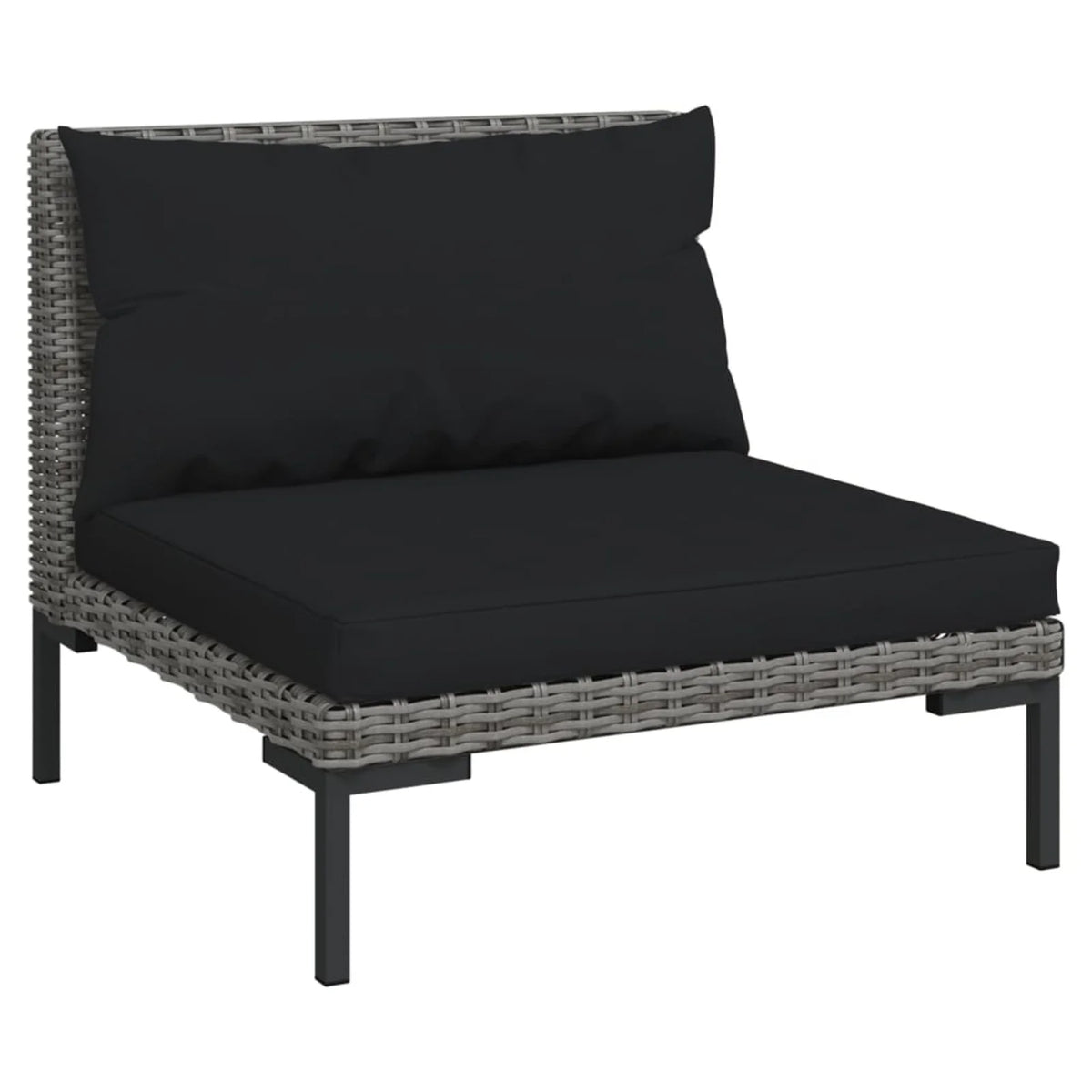 14 Piece Poly Rattan Dark Gray Outdoor Sectional Sofa Set with Cushions and Coffee Table V486