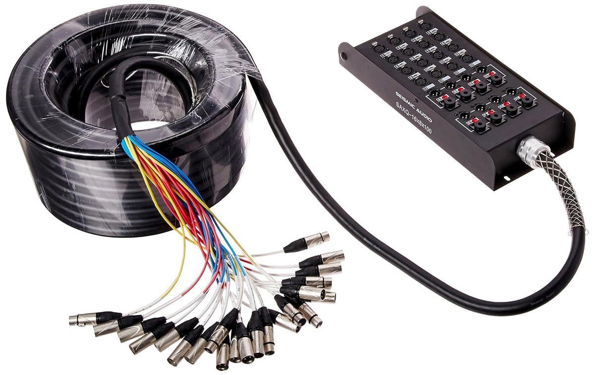 16 Channel 100' XLR Snake Cable with 4 XLR and 1/4 Returns N862
