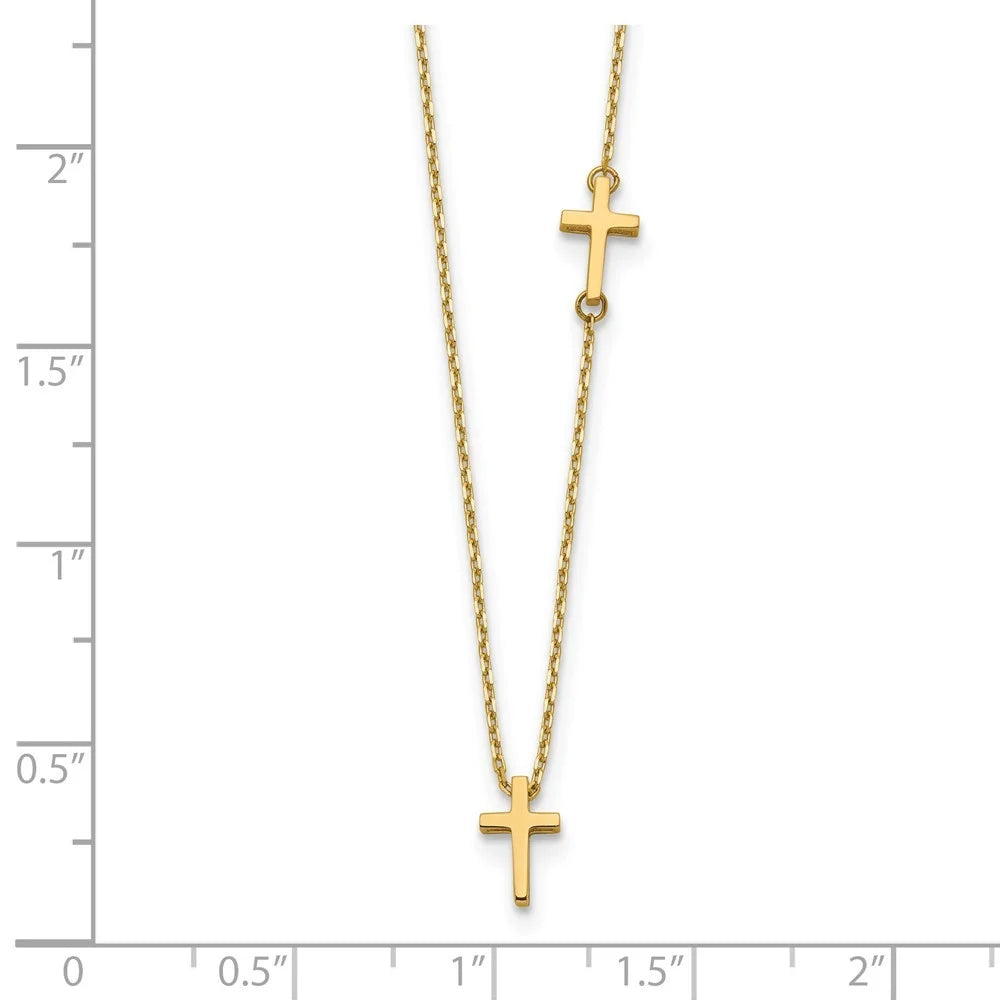 14k Gold Cross Pendant Necklace 18 Inch 5mm Wide B313731