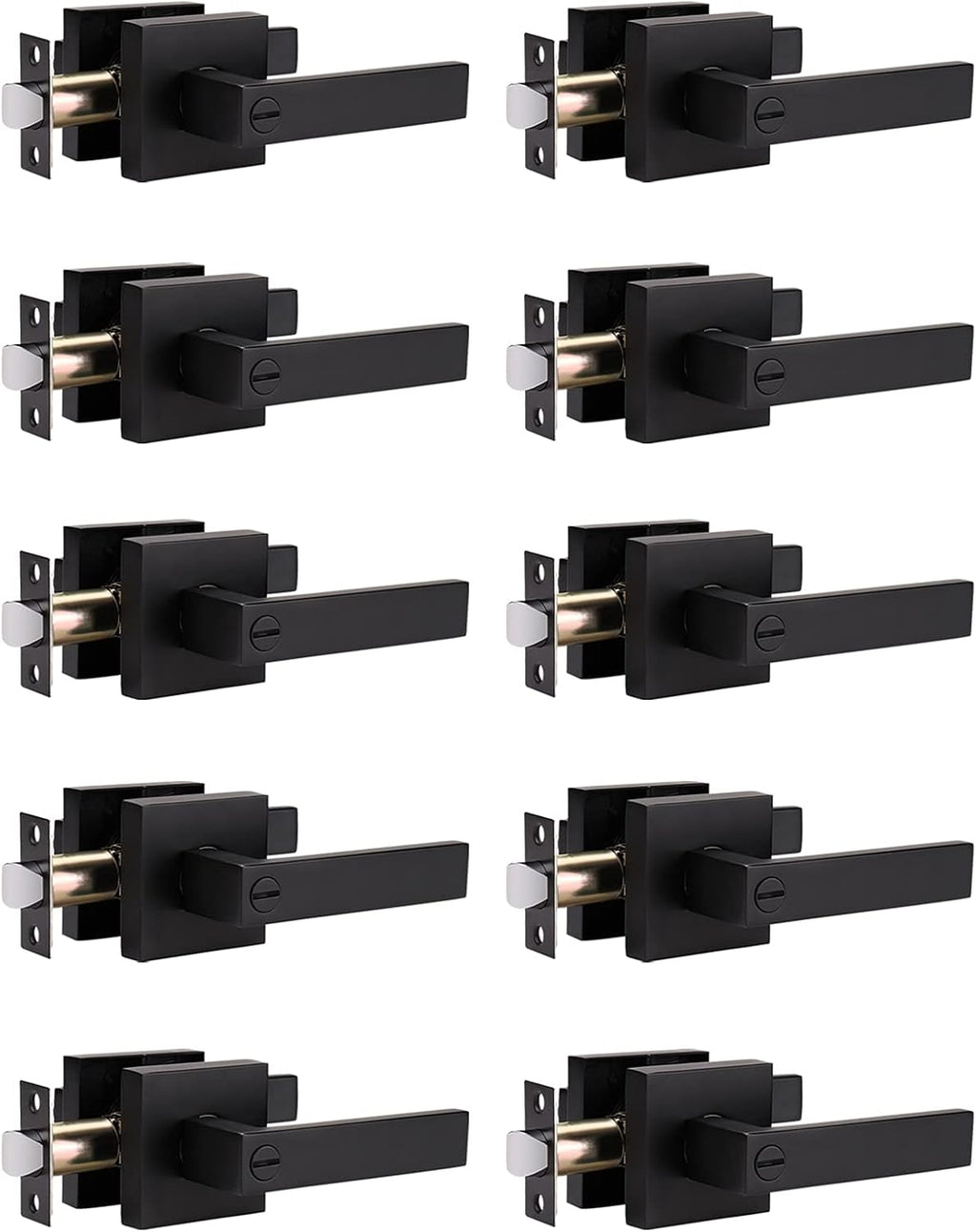 Matte Black Privacy Door Lever with Lock S481