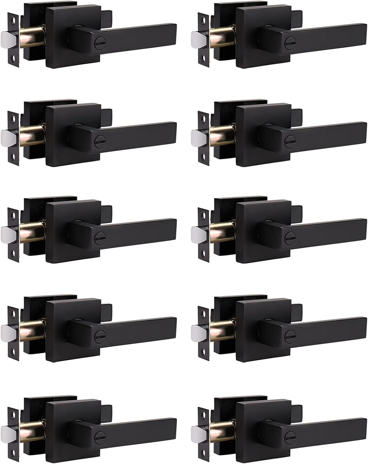 Matte Black Privacy Door Lever with Lock S481