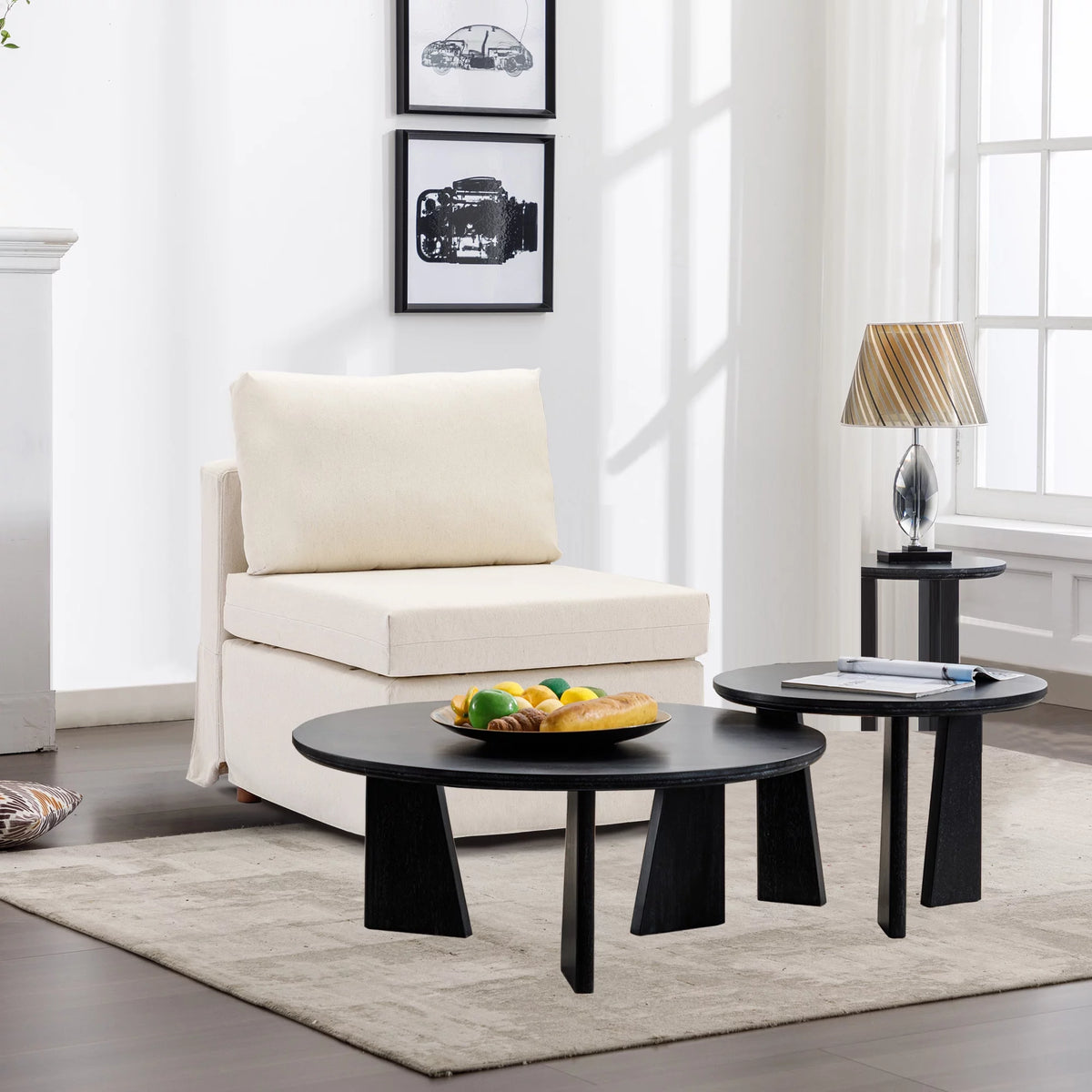 Cream Fabric Armless Modular Sofa Chair C914