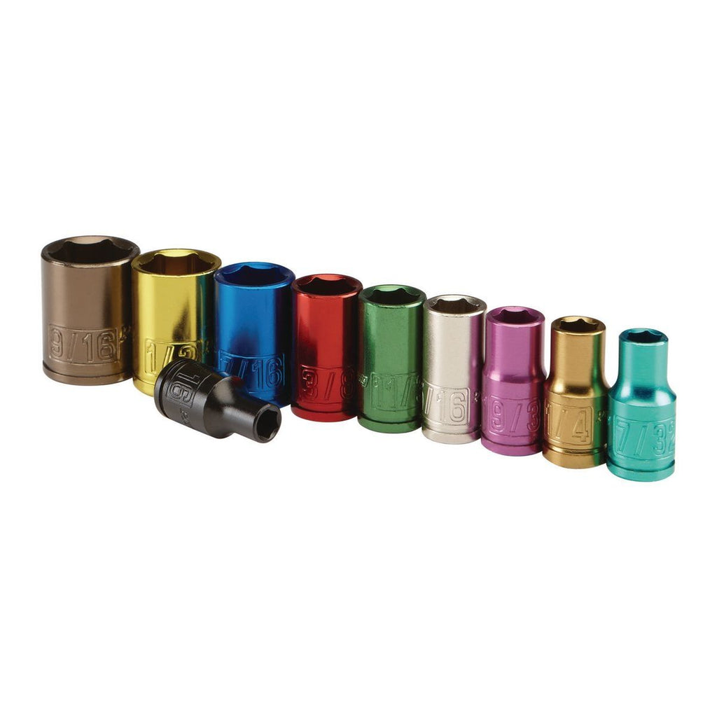 1/4 in. Drive SAE Color-Coded Socket Set, 10 Piece T169008
