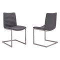 Gray Faux Leather Dining Chair Set of 2 V7149