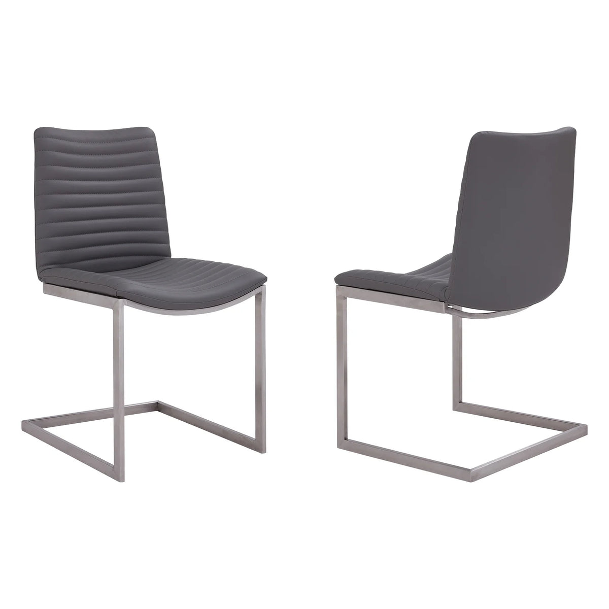 Gray Faux Leather Dining Chair Set of 2 V7149