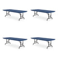 Adjustable Folding Tables, Rectangular, 60" x 30" x 22" to 32", Blue Top, Black Legs E21510
