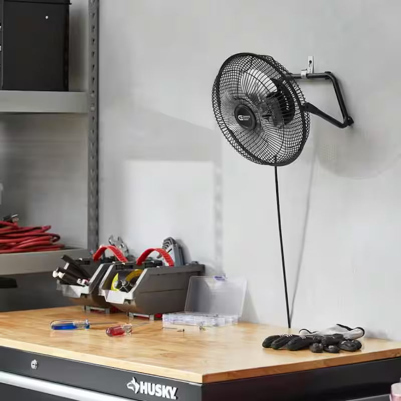 Black 3-Speed High Velocity Floor Fan with Wall Mount Bracket E4982