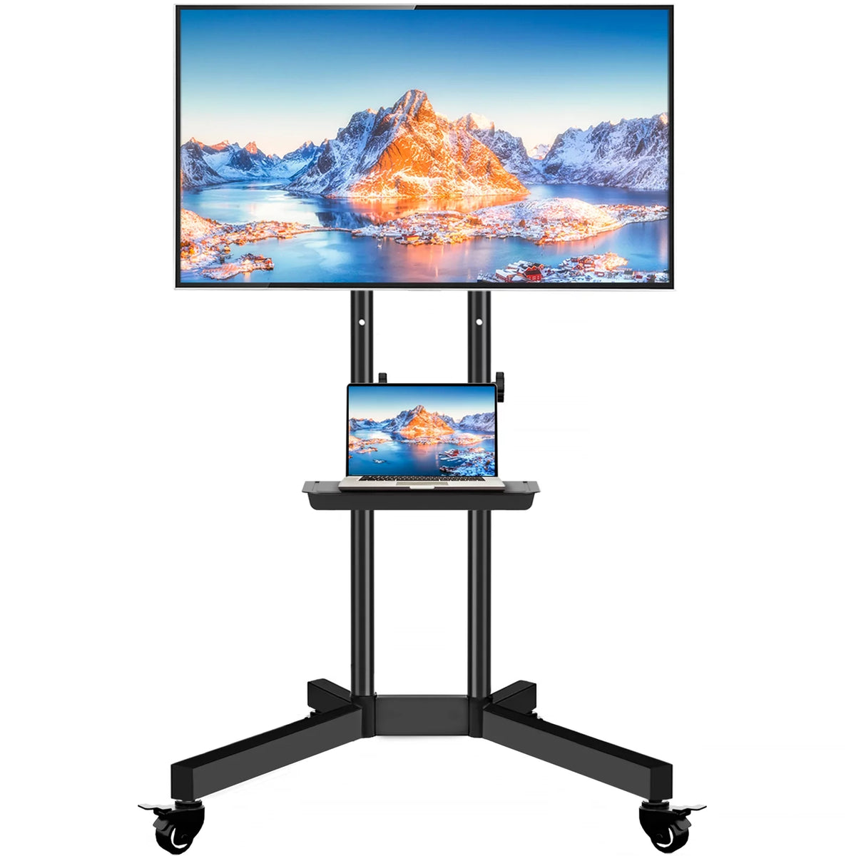 Black Mobile TV Stand Cart on Wheels for 32 to 75 inch TVs U453564