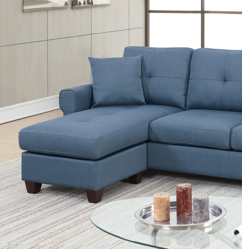 Blue Reversible Sectional Sofa Chaise O794