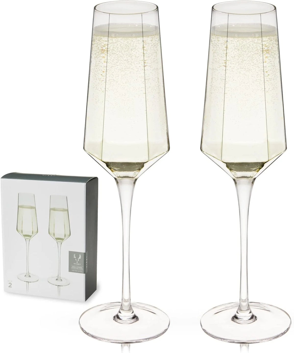 Clear 9 Oz Stemmed Champagne Flutes Set of 2 N796470