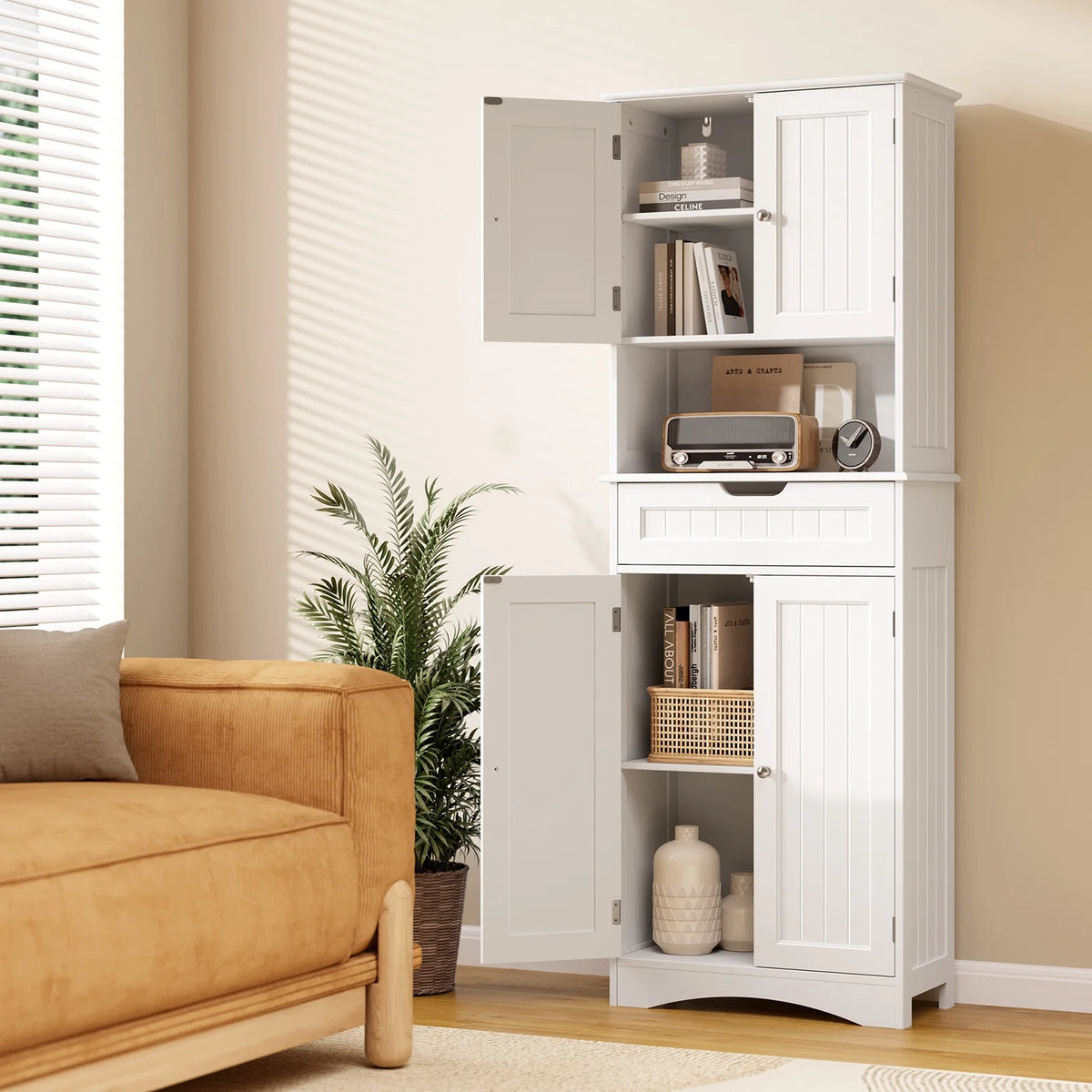 White Kitchen Pantry Storage Cabinet R99615