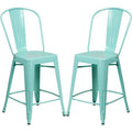 Mint Green Metal Counter-Height Stool 4 Stools D445