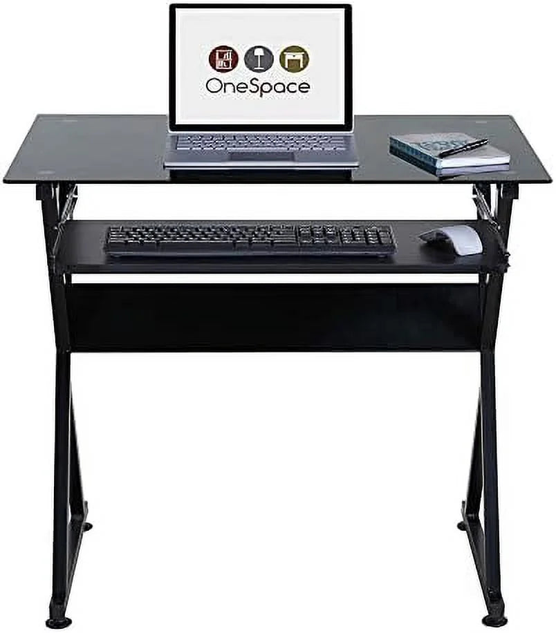 Glass Computer Desk Black W53729